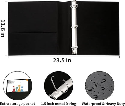 LETVPVOW Vintage Hardback 3 Ring Binder 1.5 Inch, Professional Leather Binder 3 - Image 3