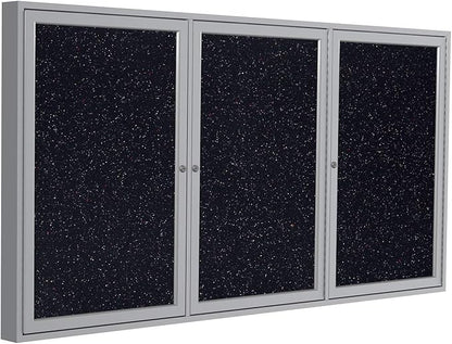 Ghent 48" x 96" 3-Door indoor Enclosed Recycled Rubber Bulletin Board, Shatter by Ghent