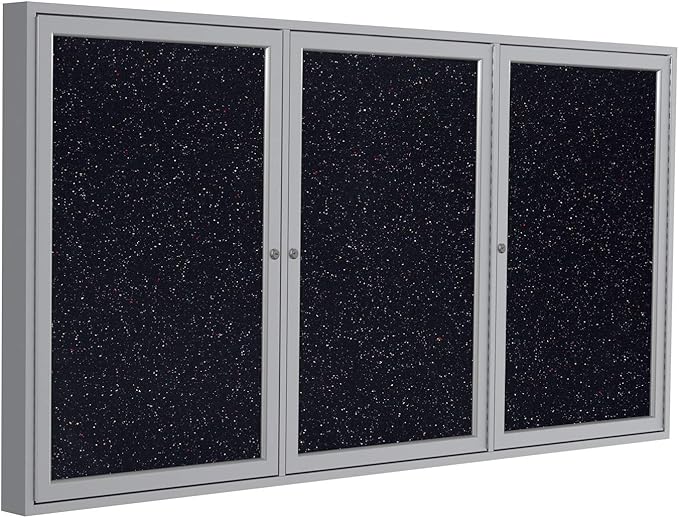 Ghent 48" x 72" 3-Door indoor Enclosed Recycled Rubber Bulletin Board, Shatter by Ghent