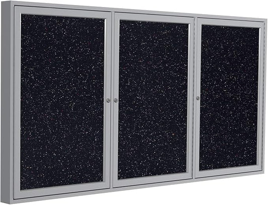 Ghent 48" x 72" 3-Door indoor Enclosed Recycled Rubber Bulletin Board, Shatter by Ghent