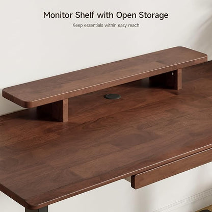 ONBRILL Standing Desk with Drawer, 47x23.6 Inches Solid Wood Desktop Stand Up - Image 5