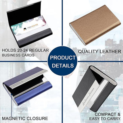 Taikuri Custom Business Card Holder Personalized Engraved Leather Business Card - Image 3