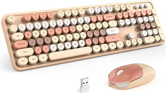 MOFII Wireless Keyboard and Mouse Combo, 2.4GHz Retro Full-Size Keyboard by MOFII