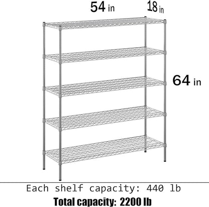 Regal Altair 18" Deep x 54" Wide x 64" Height Wire Shelving Kit | 5-Tier | NSF - Image 3