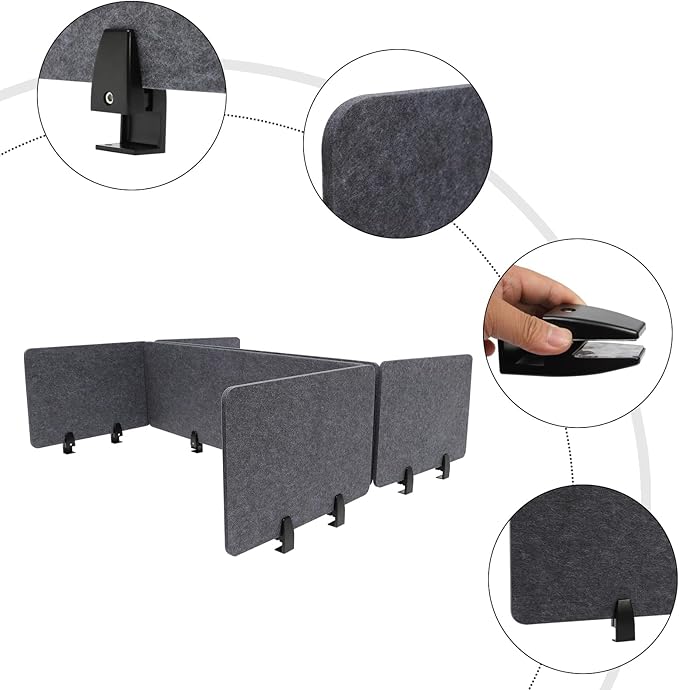 Clamp-On Acoustic Desk Divider, Desktop Privacy Panel, Sound Absorbing - Image 9