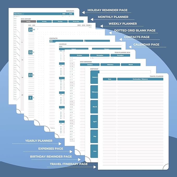 IN-LUXPRO Planner 2026 Daily Weekly and Monthly, 12 Months Spiral Bound - Image 5