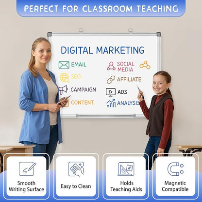 Grtard 18" x 12" White Board Dry Erase, Magnetic Dry Erase Boards, Hanging - Image 4