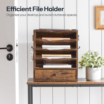 HOOBRO Wall File Organizer, Mail Organizer Wall Mounted, Wooden Literature - Image 4