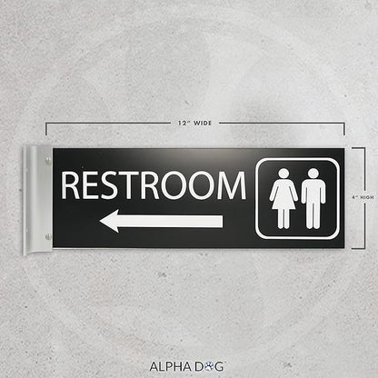 ALPHA DOG SIGNS Corridor Projecting Hallway Bathroom Sign, Left Arrow, - Image 2