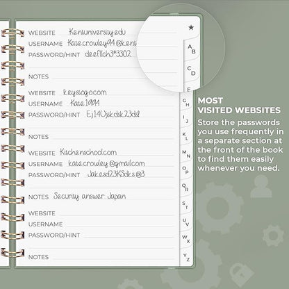 Clever Fox Password Book Spiral – Internet Address & Password Organizer - Image 4