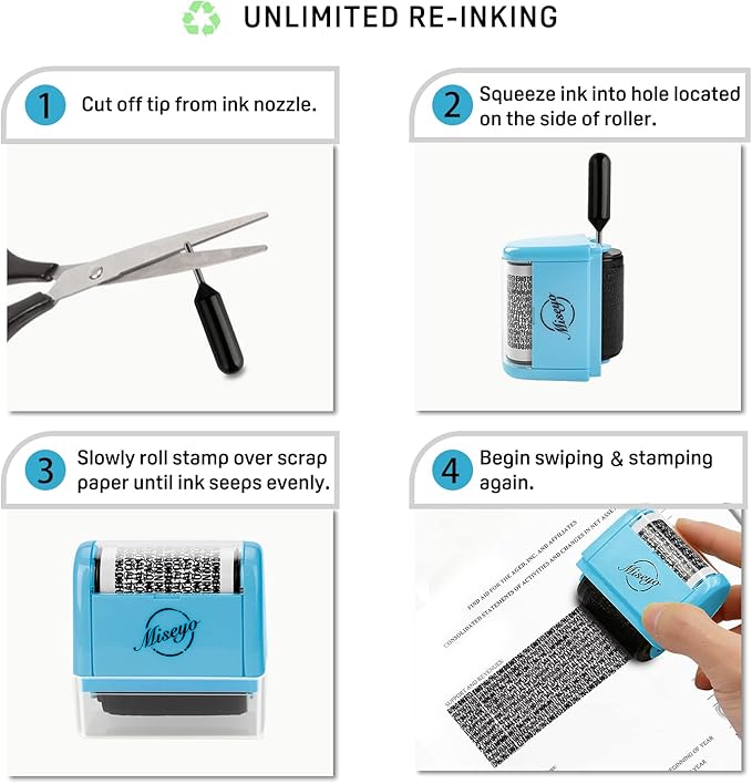 Miseyo Wide Identity Theft Protection Roller Stamp Set - Image 3