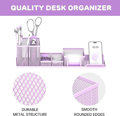 SUPEASY Pen Holder for Desk, 6 Piece Mesh Desk Organizer set for Office - Image 4