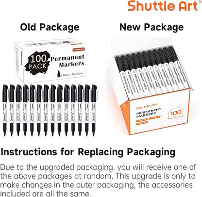 Shuttle Art 100 Pack Black Permanent Markers, Fine Point Permanent Marker Pens - Image 8