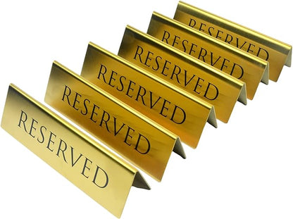 Golden Metal Table Top Reserved Sign by BARsics