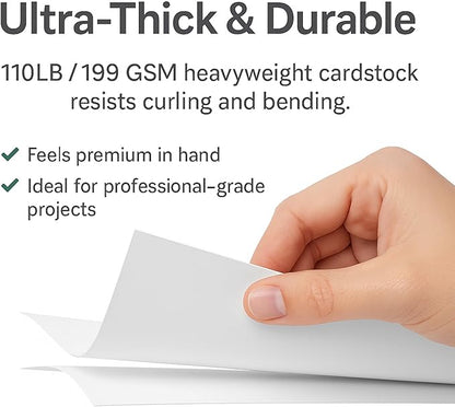 White Cardstock Printer Paper 8.5 x 11 – 100 Sheets, 110LB/199 GSM Heavyweight - Image 2