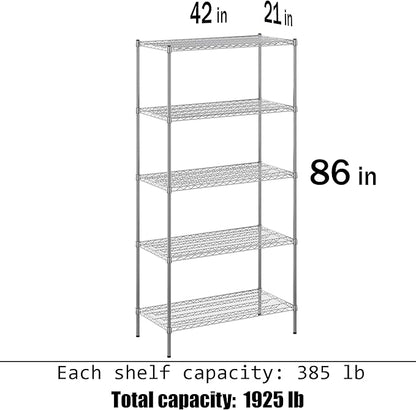 Regal Altair 21" Deep x 42" Wide x 86" Height Wire Shelving Kit | 5-Tier | NSF - Image 3