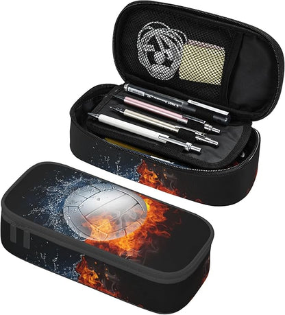 Sports Volleyball Pencil Box Black Kids Teens Pencil Pouch by YIJIUWKIS