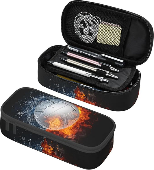 Sports Volleyball Pencil Box Black Kids Teens Pencil Pouch by YIJIUWKIS