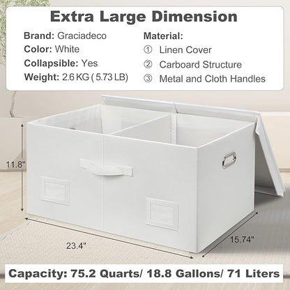 Graciadeco 75 Quarts Extra Large Decorative Storage Bins - Image 2
