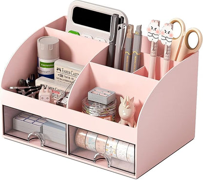 COMFYROOM Desk Organizer with 6 Compartments and 2 Drawers, Plastic Makeup by COMFYROOM