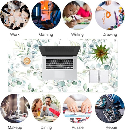 QIYI Large Mouse Pad, Cute Green Leaves Desk Mat - Image 7