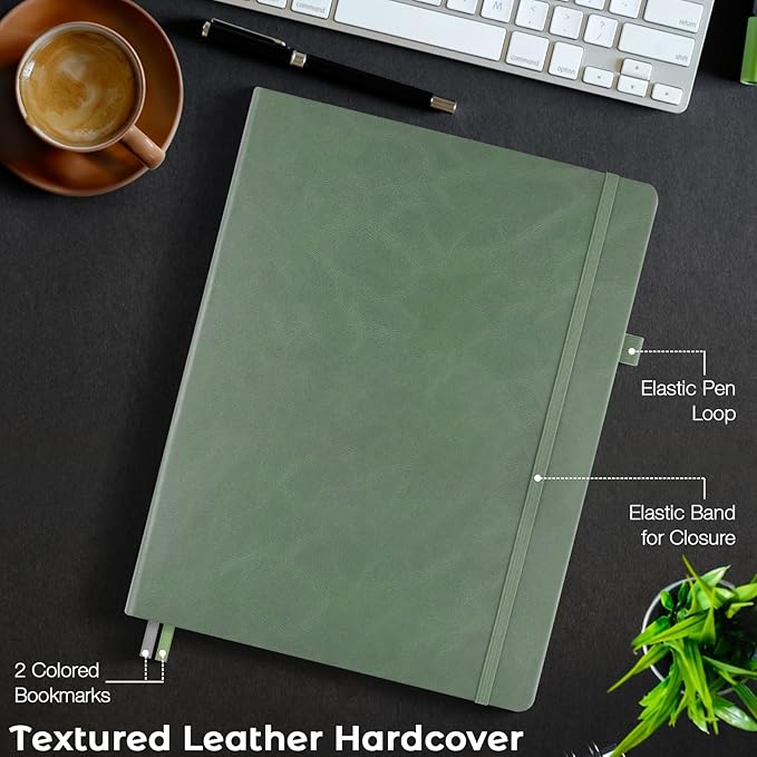 Lined Journal Notebook, 8.5" x 11" Hardcover Leather Notebook - Image 5