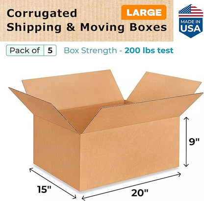 Large Moving & Shipping Boxes 20 x 15 x 9 inches - Image 2