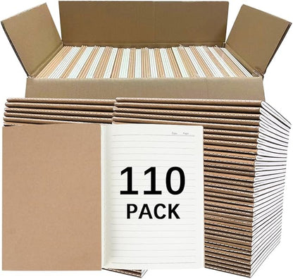 110 Pack A5 Composition Notebooks Bulk, Kraft Cover Lined Paper Journal by LIONSOULDISCOUNT