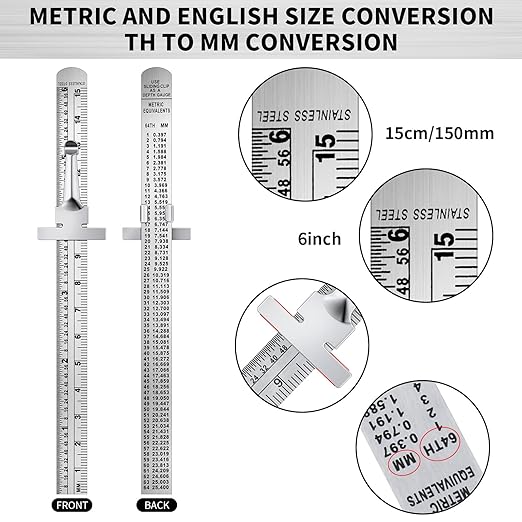 30 Pieces 6 Inch 15 cm Pocket Ruler Flexible Precision Stainless Steel Ruler - Image 3
