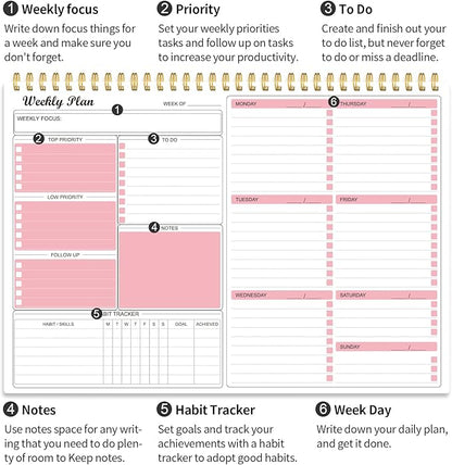 Weekly Planner Notepad Undated Weekly Goals Schedule Planner To Do List - Image 3