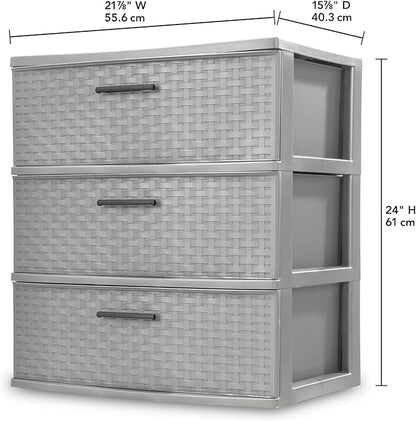 3 Drawer Wide Weave Tower color：Cement - Image 3
