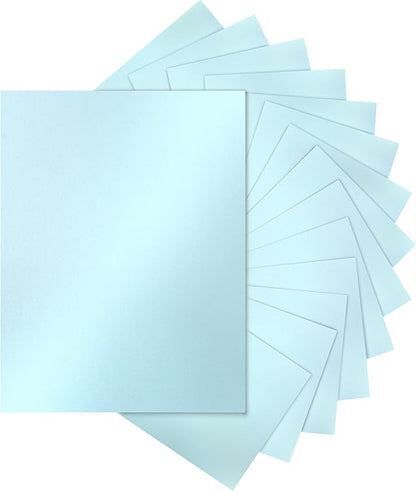 Silunkia 120 Sheets Light Blue Shimmer Cardstock 8.5 x 11 Certificate Paper by Silunkia