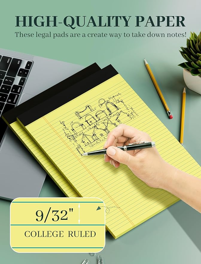 24 Pack Yellow Legal Pads 8.5 x 11 Letter Size Lined Writing Note Pads Yellow - Image 6