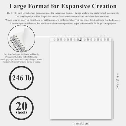Fuxi Acrylic Paint Book Pad, 11x14 Inch 246lb/400GSM Art Paper - Image 2