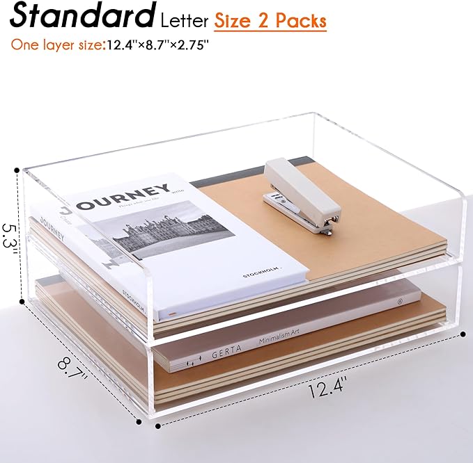 Paper Tray Organizer Clear Acrylic Desk Organizers and AccessoriesOffice - Image 3