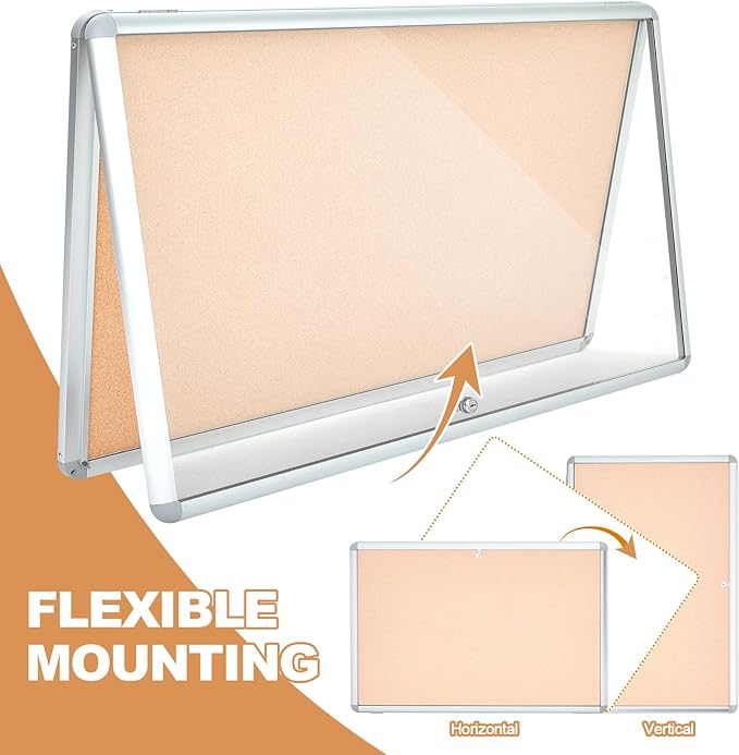 Geetery 36 x 48 Inch Enclosed Fabric Bulletin Board Tamperproof Lockable - Image 4