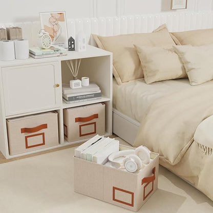 OUTBROS Foldable Storage Box for Shelves, 15.7 x 11.8 x 7.9 inch Fabric Baskets - Image 2