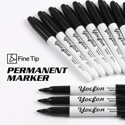 Yocfon Permanent Markers, Fine Tip, Waterproof Markers, Works On Plastic - Image 3