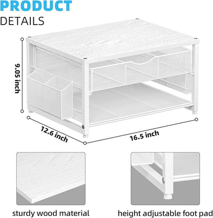 Marbrasse Wood Printer Stand for Desk, 2-Tier Desktop Printer Table for Home - Image 5