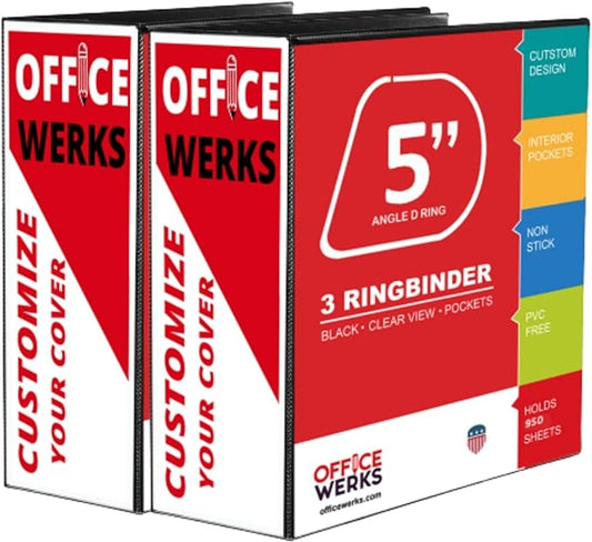 Extra-Large 3-Ring Binder | Heavy-Duty 5-Inch D-Ring Office Organizer | Crystal by RingBinder