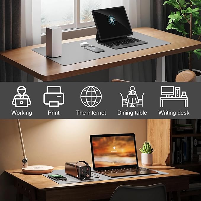 DAWNTREES Desk Mat Protector, PU Leather Laptop Pad, Non Slip, 23.6" x 13.8" - Image 6
