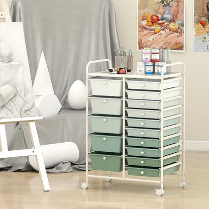 DORTALA 15-Drawer Rolling Storage Cart - Image 7