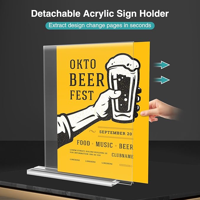 Relx 12 Pack Acrylic Sign Holder 8.5 x 11, Vertical T Shape Plastic Sign Holder - Image 7