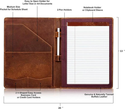 Jack&Chris Leather Portfolio, A4 Document Folder Legal Pad Padfolio, - Image 2