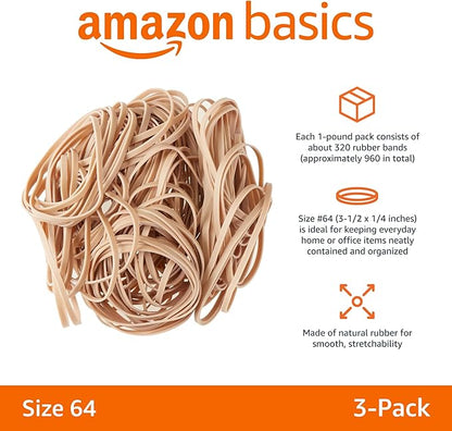 Amazon Basics Rubber Bands, Size 64, 320 Bands/1 lb Pack - Image 2