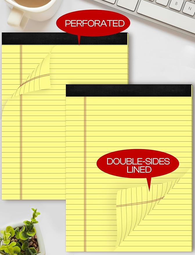 Aidunmis 8 Pack Yellow Legal Pads 8.5 x 11 Wide Ruled Note Pads 8.5x11 Lined - Image 5