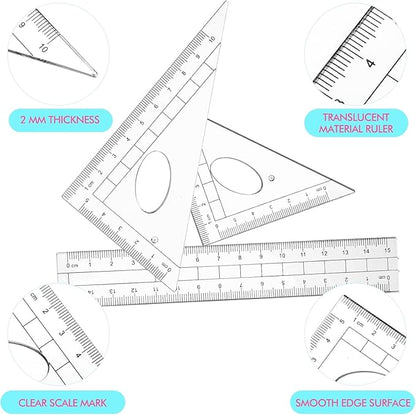 Zonon 6 Sets Math Geometry Kit Student 10 Pcs Shatterproof Storage Box Includes - Image 6