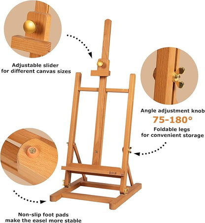 DJAR H- Frame Tabletop Painting Easel, Adjustable Solid Beech Wood Desktop Art - Image 3