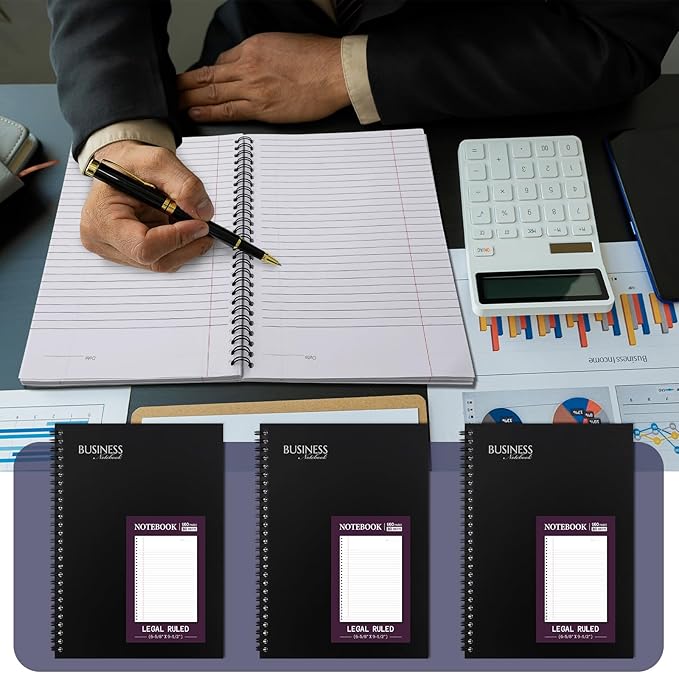 Resurhang 8 Pack Wirebound Business Notebook Legal Ruled Spiral Notebook 8-1/2" - Image 5