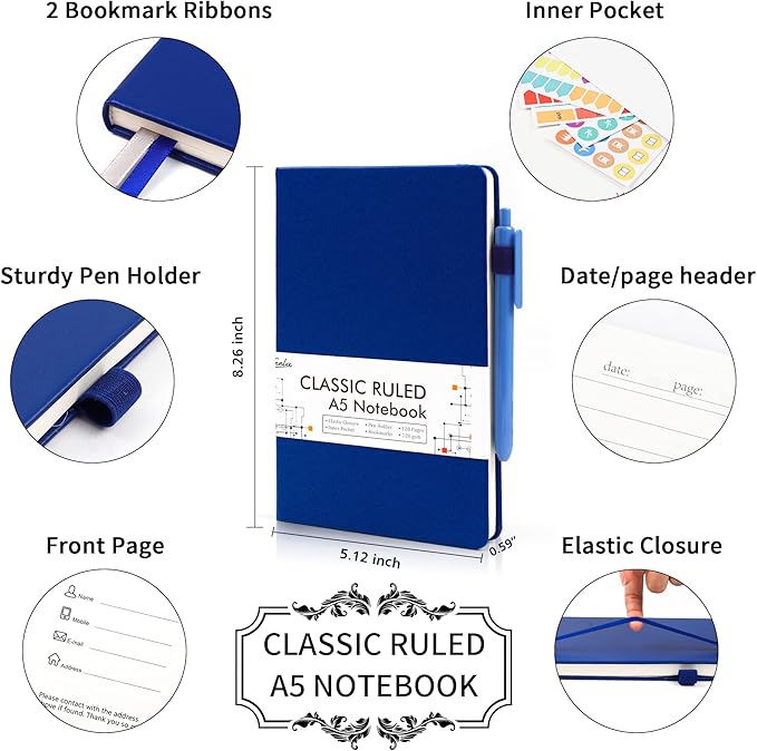 feela College Ruled Notebooks, 18 Pack Business Notebook Bulk Hardcover Lined - Image 2